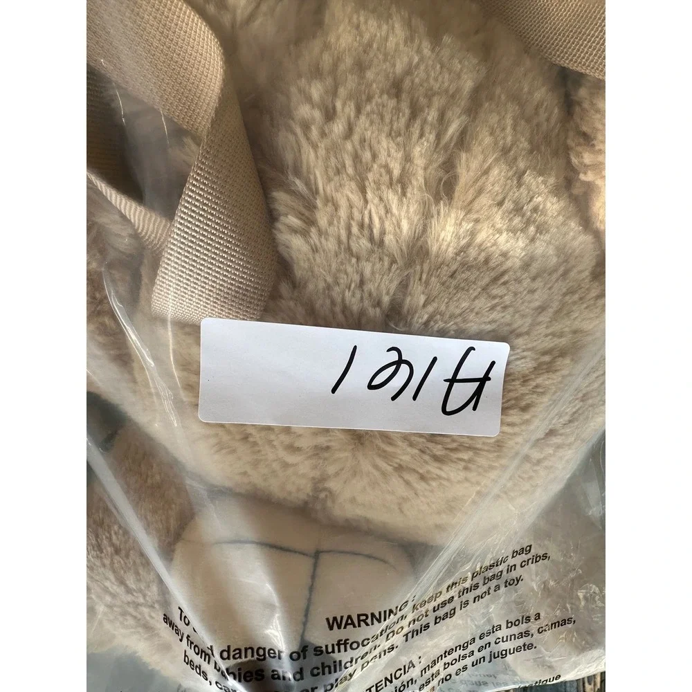 Plush Teddy Bear Backpack Tan Faux Fur Adjustable Straps‎ Soft Toy Bag